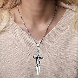 Vintage Gothic Sword Necklace Punk Style Stainless Steel Cross