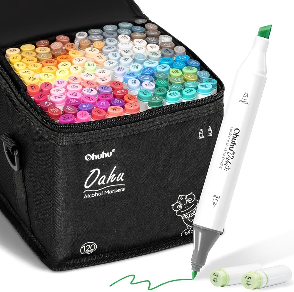 Amazon | Ohuhu マーカーペン 120色 コミック用 油性 アルコール