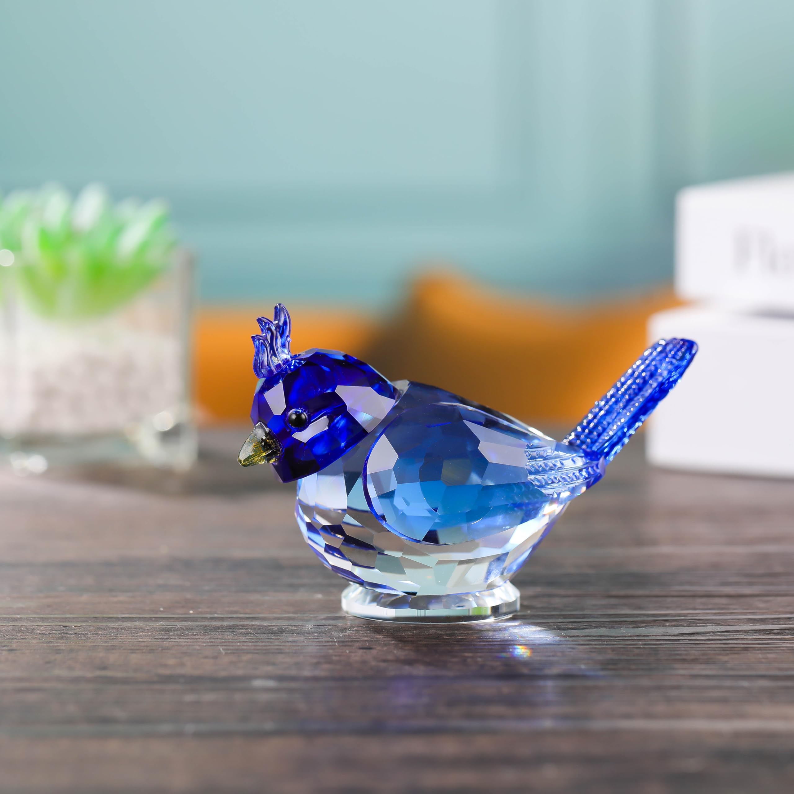 Amazon.co.jp: Qianwei ブルークリスタル 鳥の置物 コレクター商品