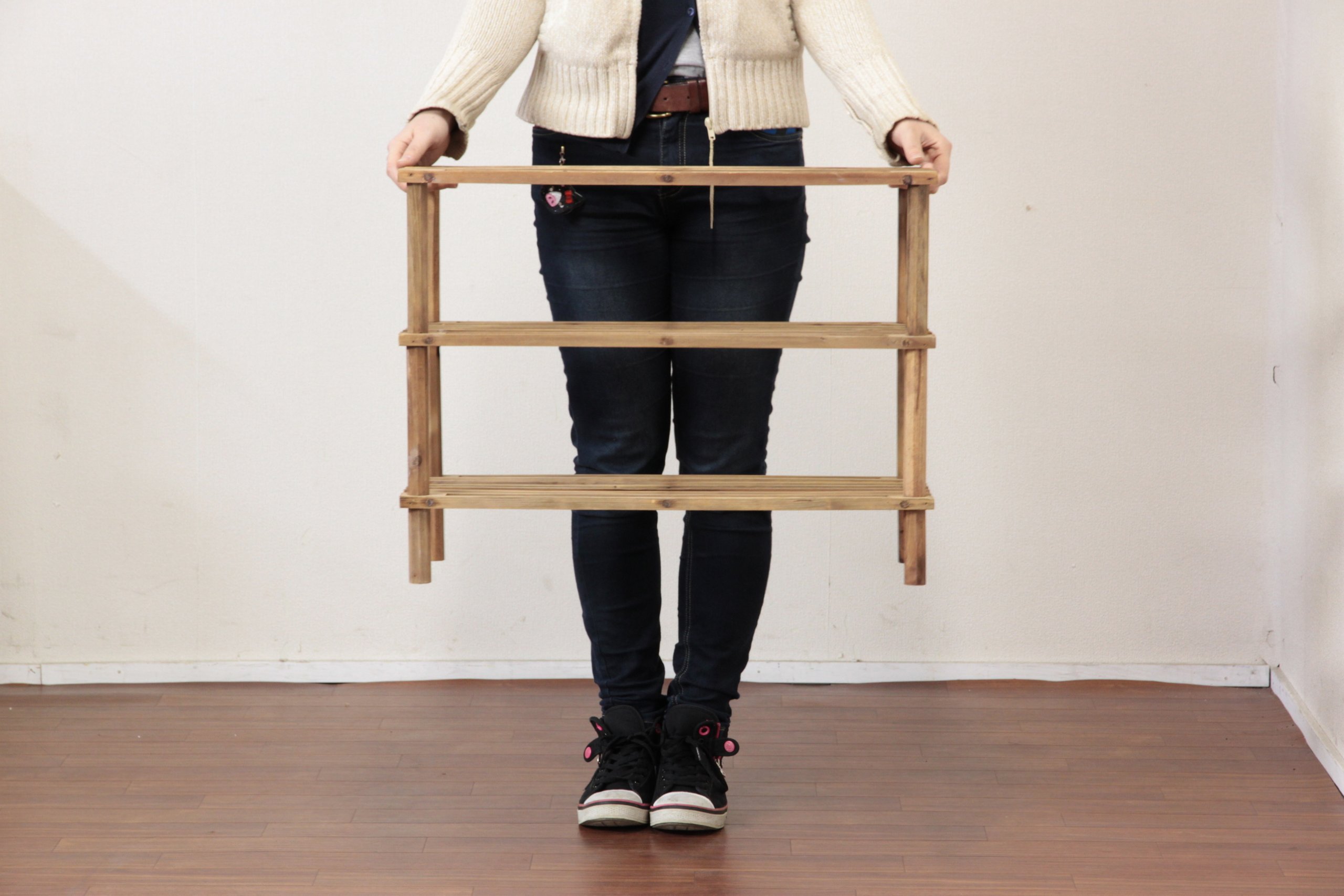 Amazon｜不二貿易 シューズラック 3段 幅63cm ブラウン 木製 簡単