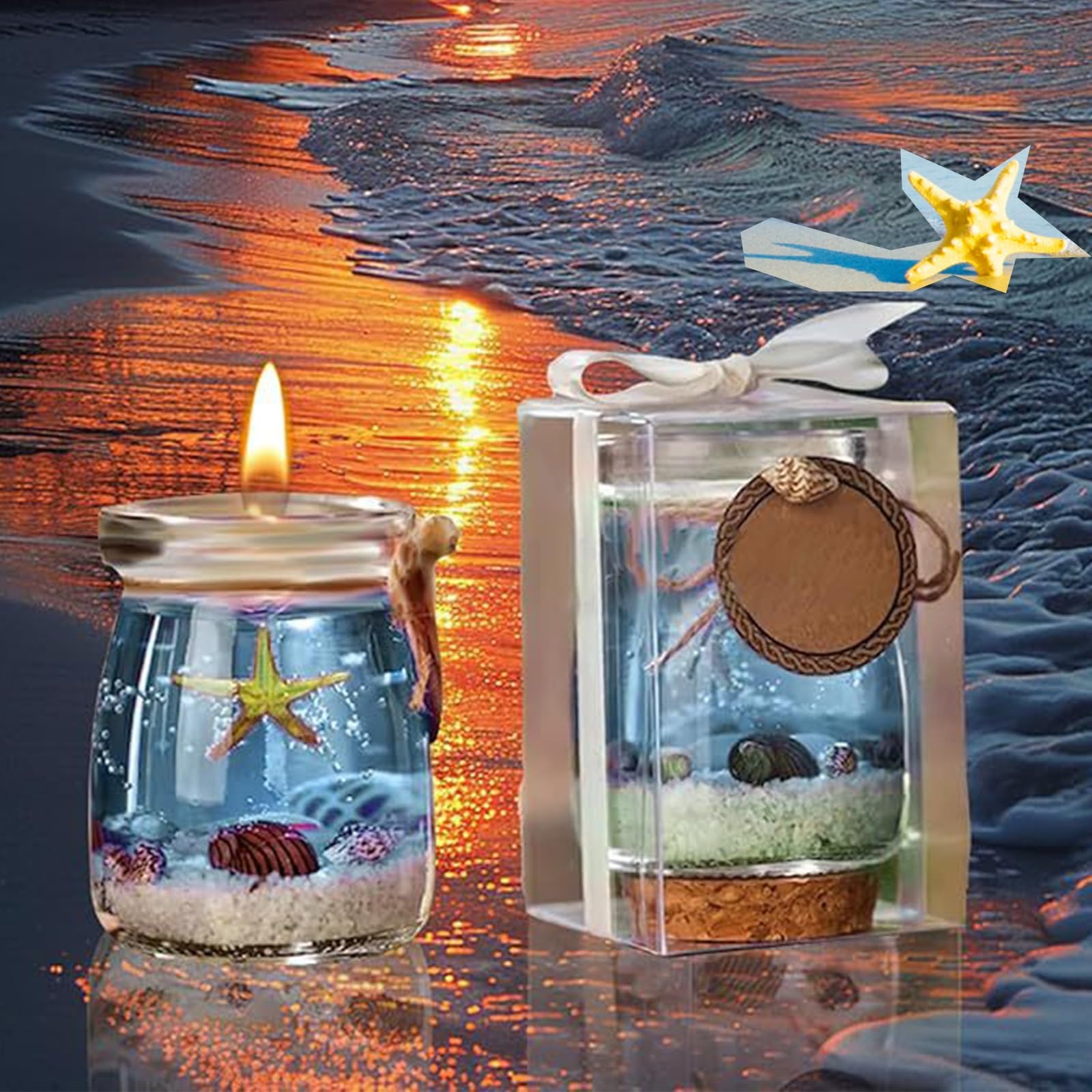 Amazon.co.jp: オーシャンテーマブルーパープルピンクジェルキャンドル