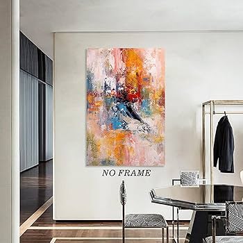 Amazon.co.jp: カラフル モダン ポスター オレンジ 抽象画 水彩画