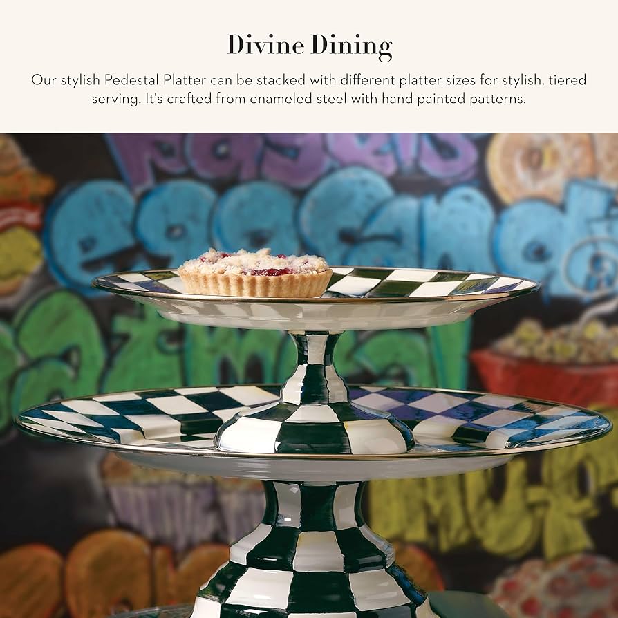 MACKENZIE-CHILDS チェッカーパターン ケーキスタンド MACKENZIE