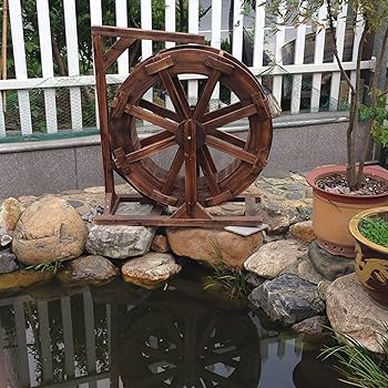 Amazon.co.jp: 木製水車噴水の水機能滝用庭風水ホイールガーデン風車庭