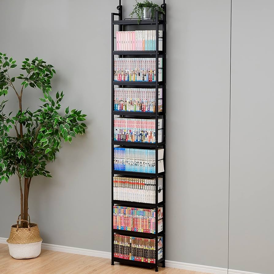 Amazon｜山善(YAMAZEN) 本棚 (突っ張り) 大容量 スリム 全体耐荷重180