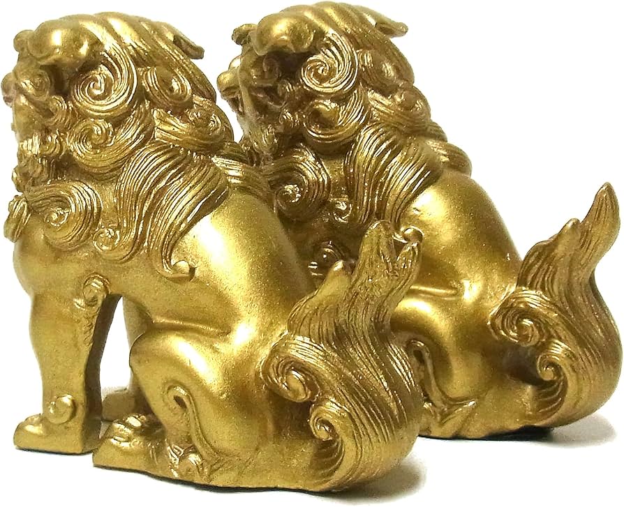 Amazon.co.jp: 風水開運置物 狛犬（獅子狛犬）金8 cm : ホーム＆キッチン