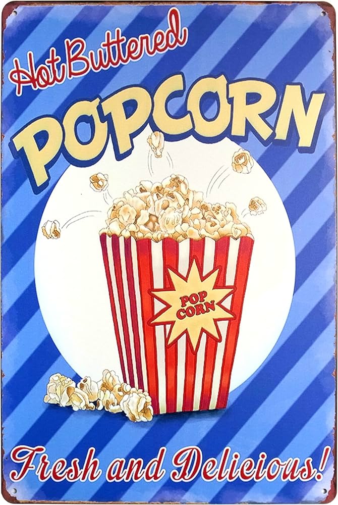 Amazon.co.jp: ポップコーン ブリキ看板 20cm×30cm 映画 アメリカ お