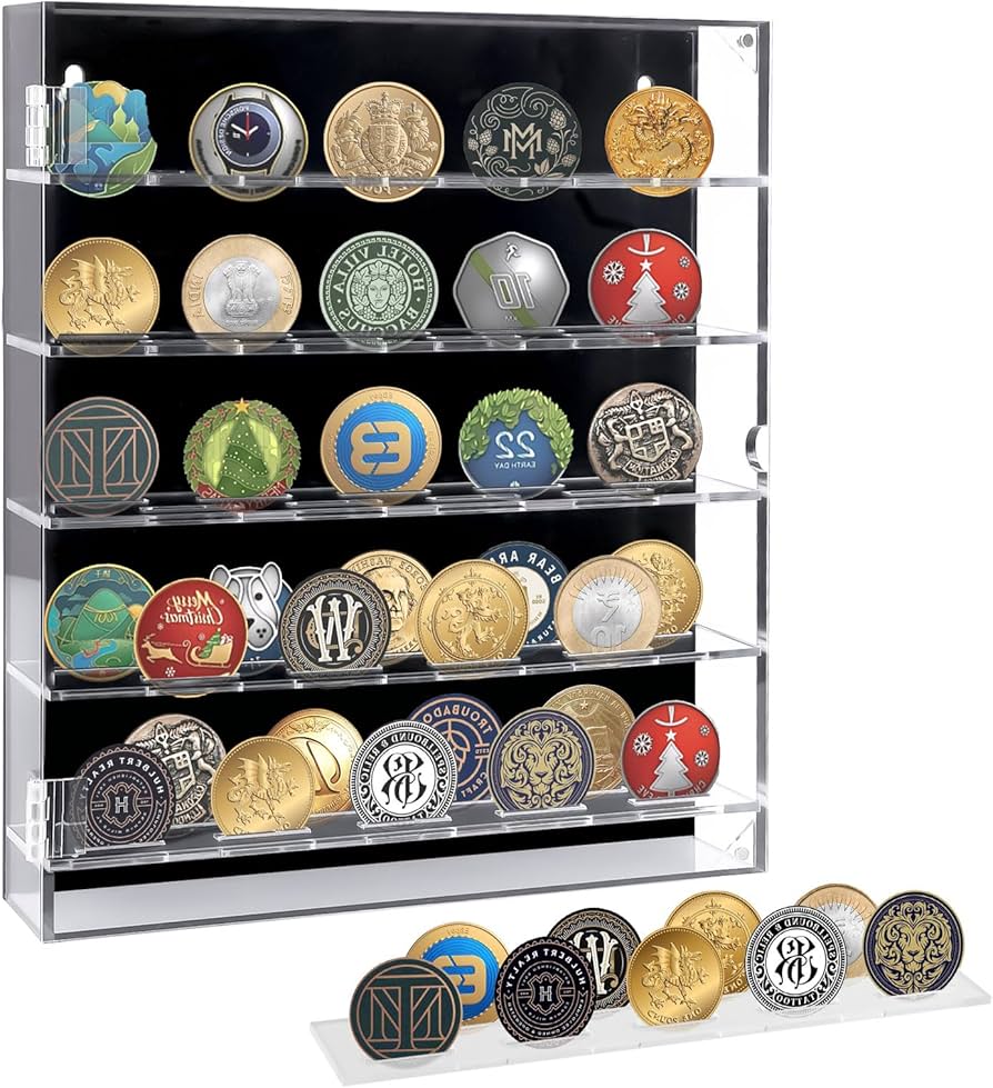 Amazon.co.jp: チャレンジコインディスプレイケース アクリル製 壁掛け