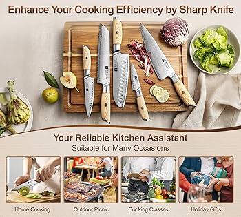 Amazon | XINZUO複合鋼5Pcsキッチンナイフセット、3層クラッド鋼シェフ