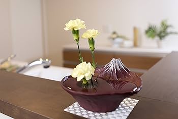 Amazon.co.jp: ナガエ(Nagae) 花器水盤 雫影さかさ富士 赤富士