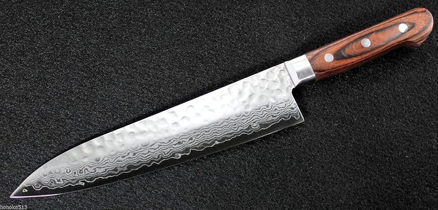 Amazon｜月光作 V金10号 槌目 ダマスカス 牛刀 包丁 210㎜ #1704 （箱