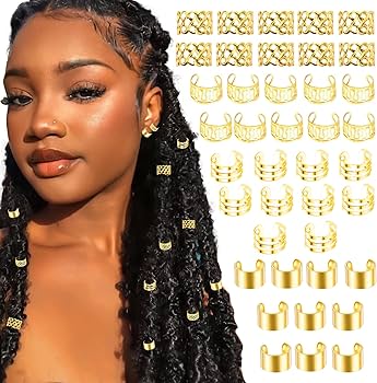 Amazon.co.jp: VENOFEN 40個 ゴールド ヘアカフ 三つ編み用 ロック