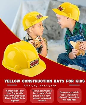 Amazon.com: SGBETTER 2 Pcs Kids Plastic Hard Hat Yellow