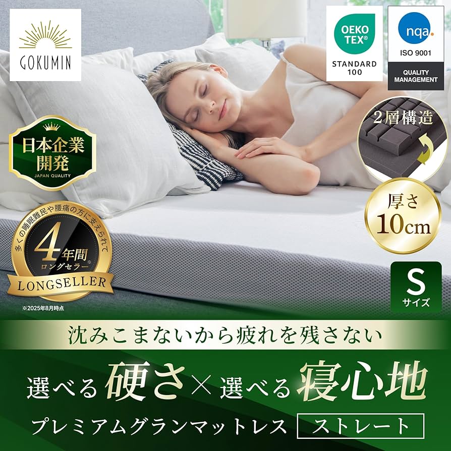 Amazon｜GOKUMIN マットレス 【 高反発 180N 250N 2層構造グラン