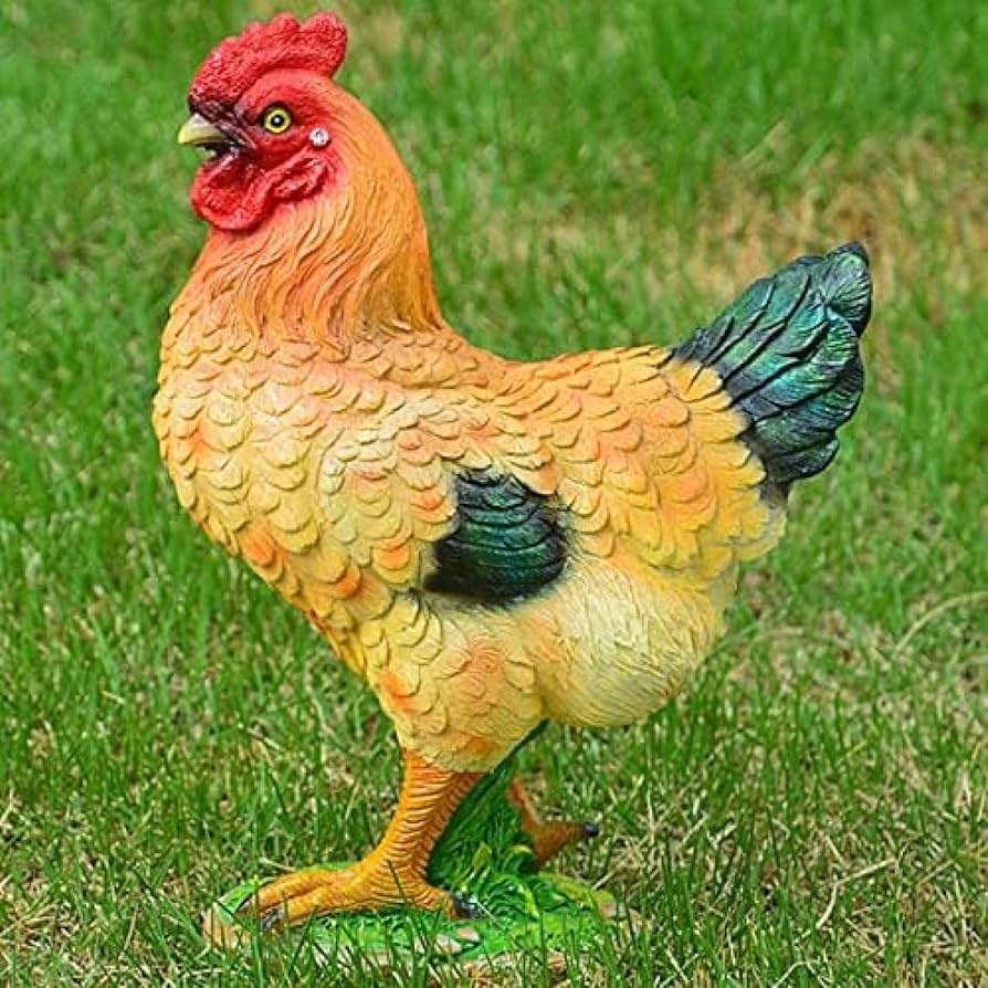 Amazon｜にわとり 置物 ガーデニングオーナメント オブジェ 鶏