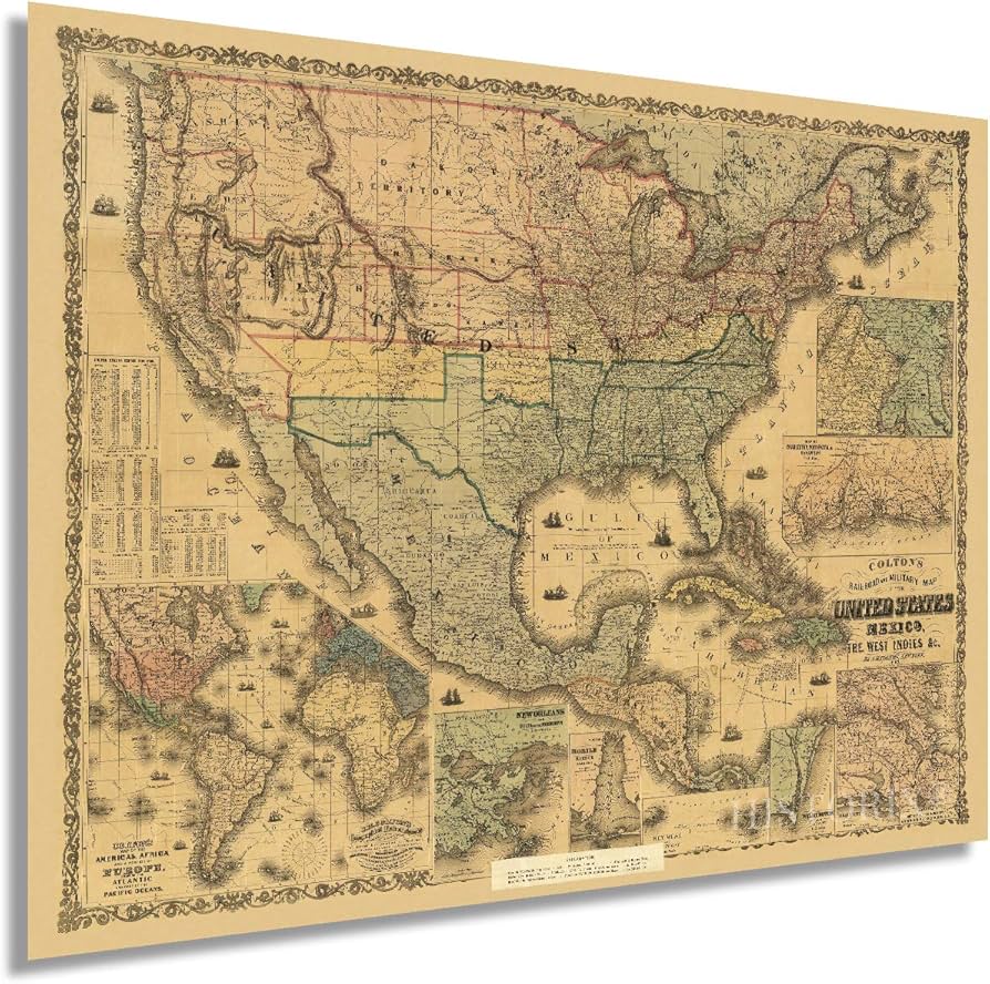 Amazon.co.jp: HISTORIX ビンテージ 1862 アメリカ合衆国鉄道と軍地図