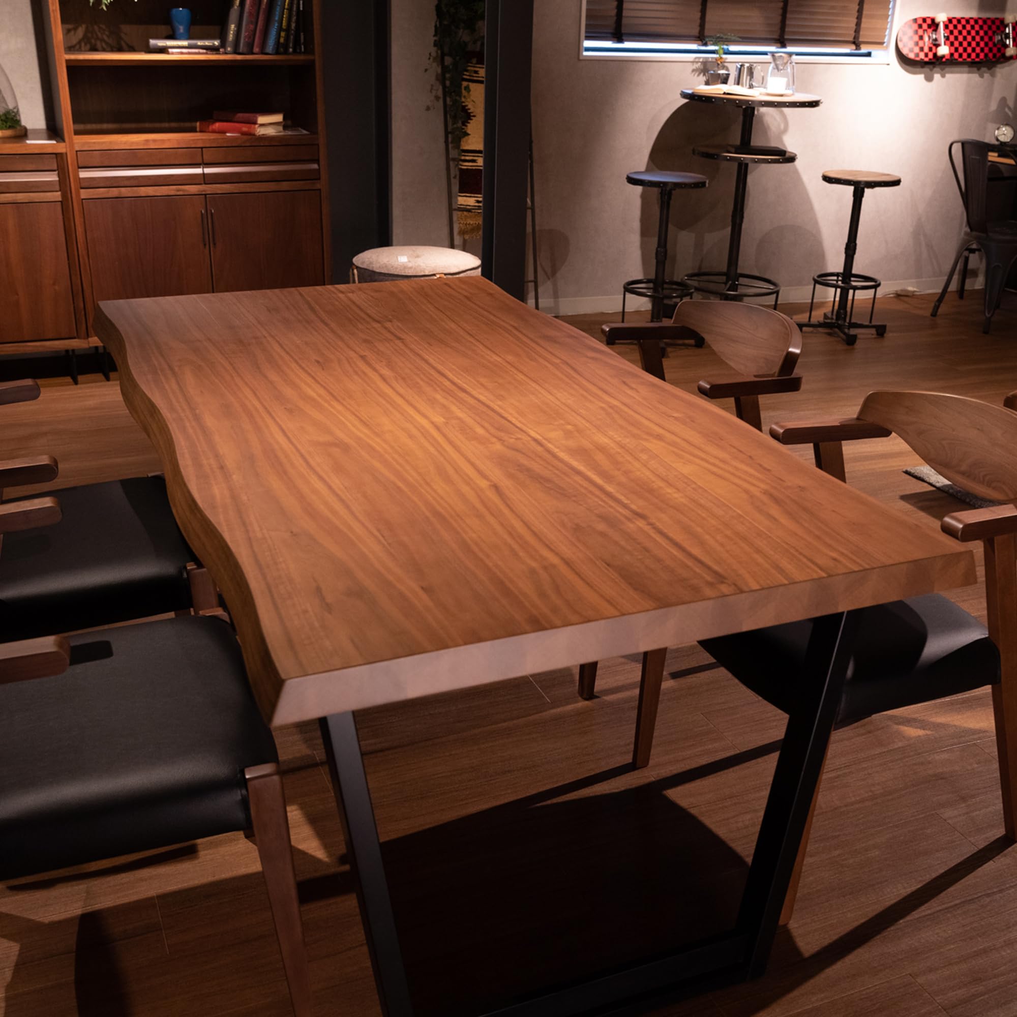 Amazon｜ダイニングテーブル 150 x 90 一枚板調 ウォールナット突板天