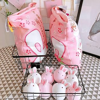 Amazon.com: Nenalayo Cute Bag of Cherry Blossom Bunnies Plush Toy