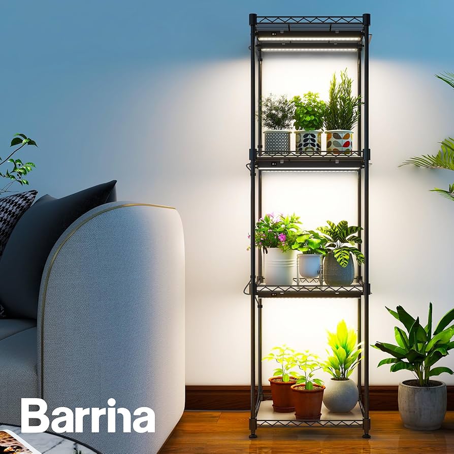 Amazon.co.jp: Barrina 植物スタンド 屋内植物用グローライト付き 植物