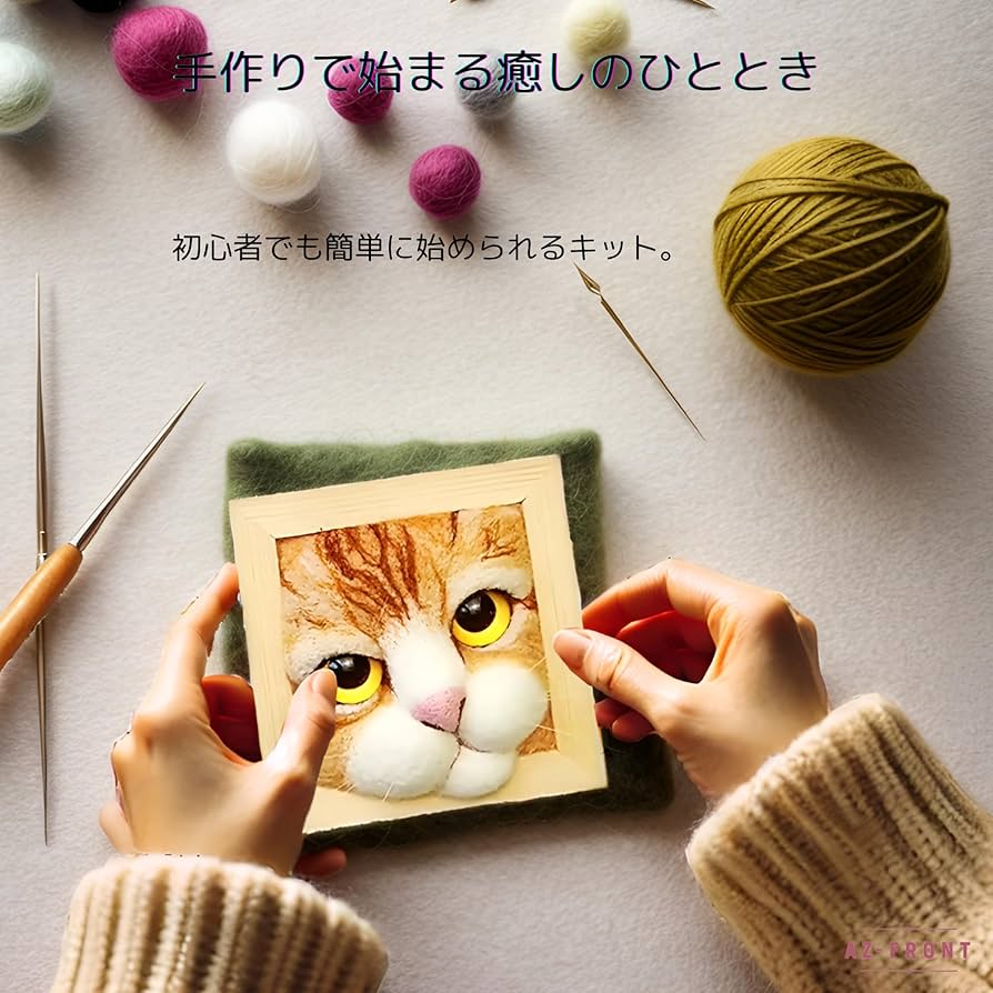 Amazon.co.jp: AZ-FRONT 羊毛フェルト DIY キット 手作り猫顔デザイン