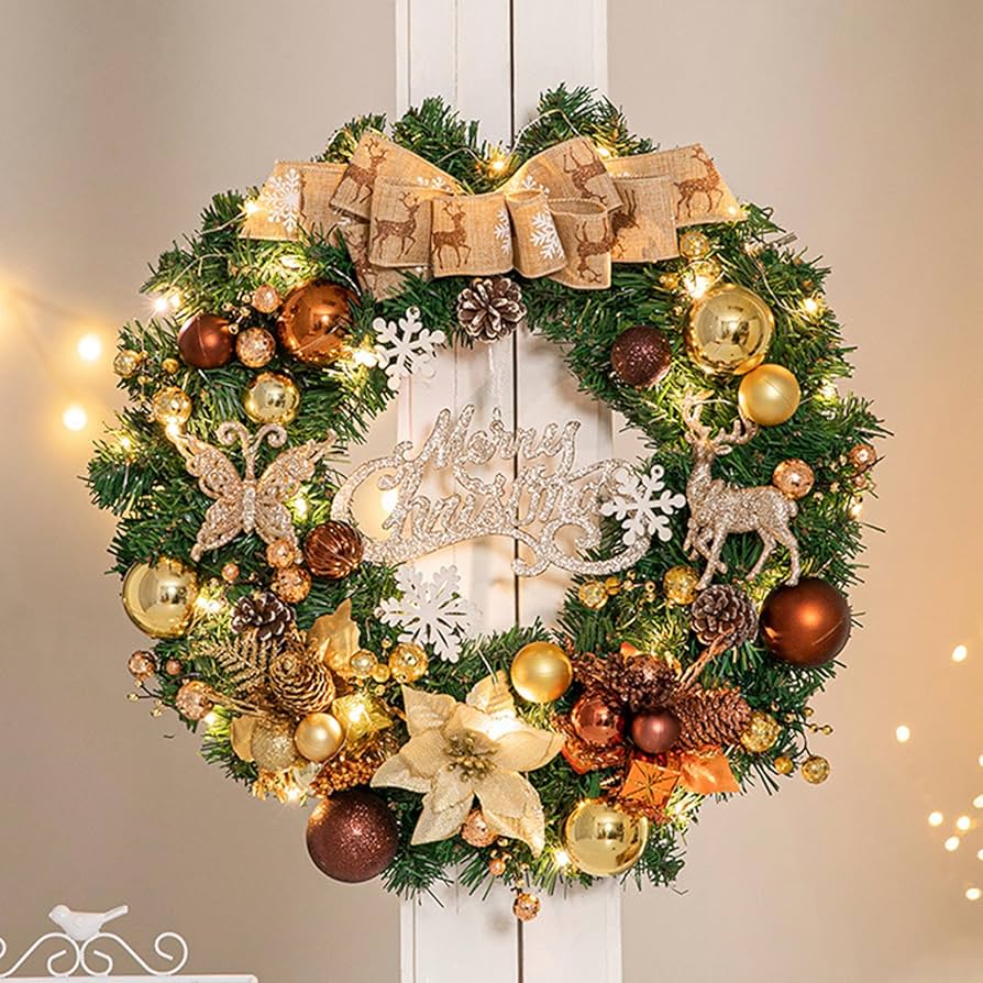 Amazon.co.jp: クリスマスリース 玄関ドア用 クリスマス リース 50cm