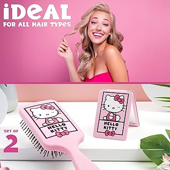 Amazon.com: Hello Kitty Hair Brush and Compact Mirror Set, Kawaii