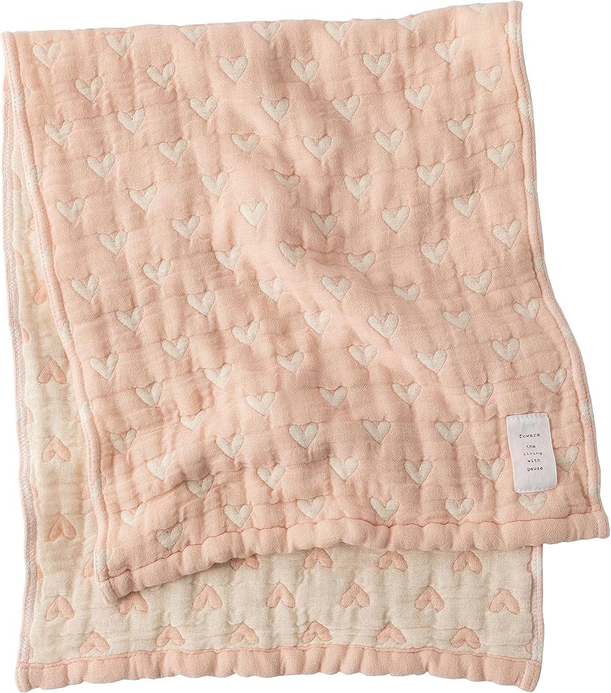 Amazon｜fuwara 6重織ガーゼフェイスタオル 約30×75cm (ハート/ピンク
