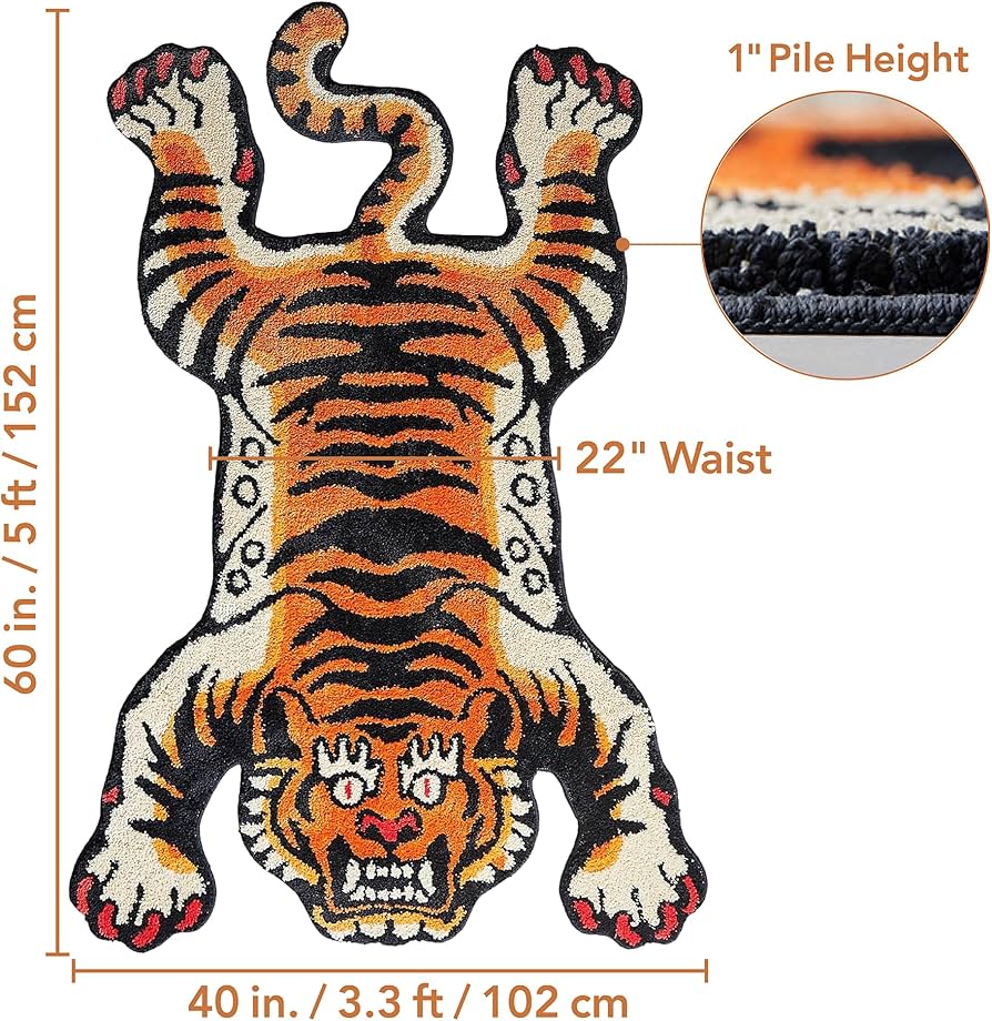 Amazon.com: 5x3.3 ft Tibetan Tiger Area Rug Tufted High Pile