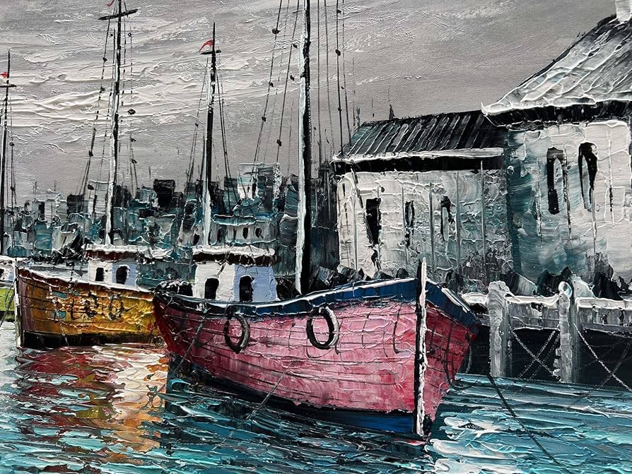 Amazon.co.jp: Zoyart 絵画 24x48インチ 手描き 油絵 手描き アーバン