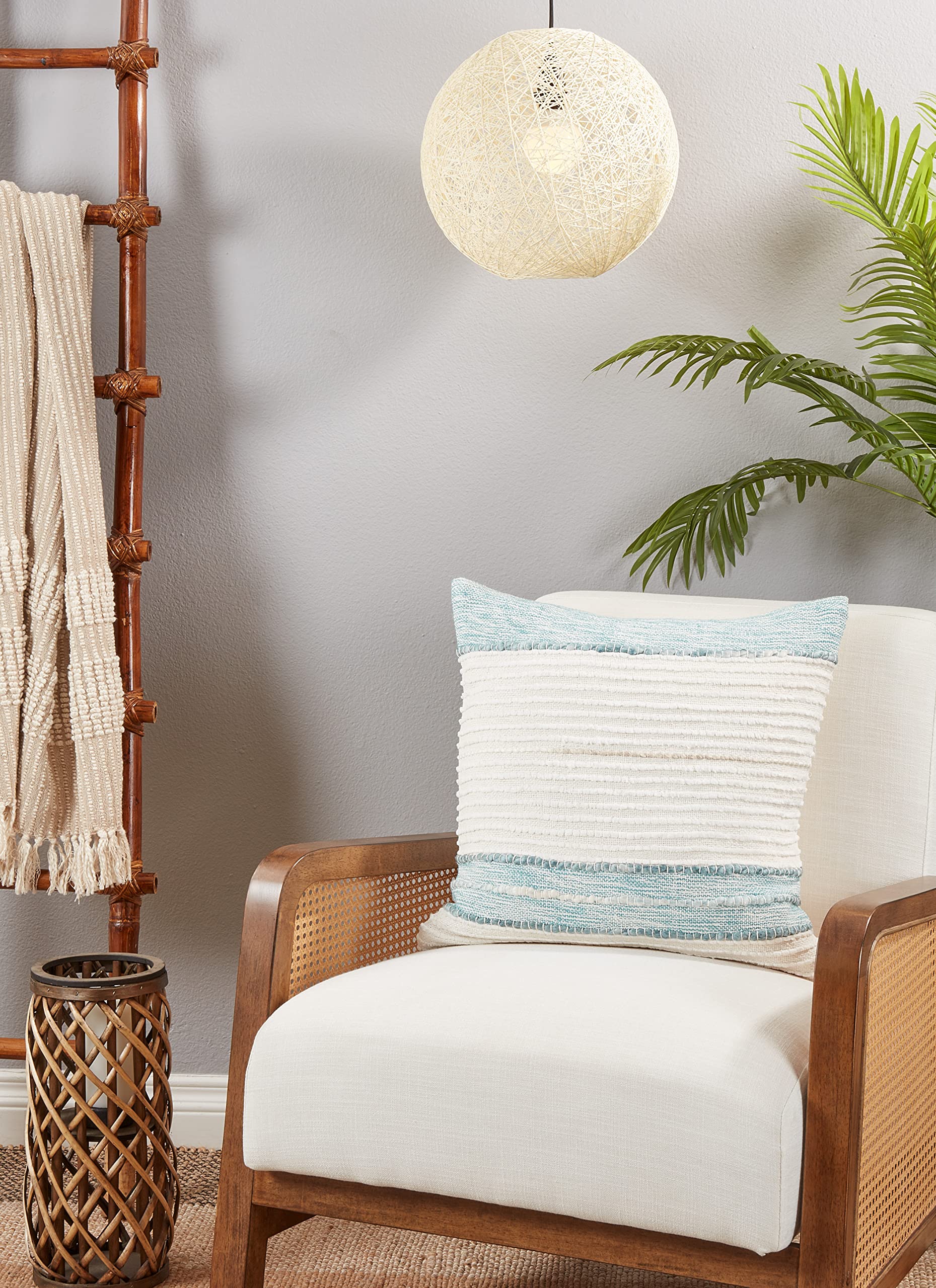 Amazon.co.jp: Saro Lifestyle ストライプクッションカバー アクア 20