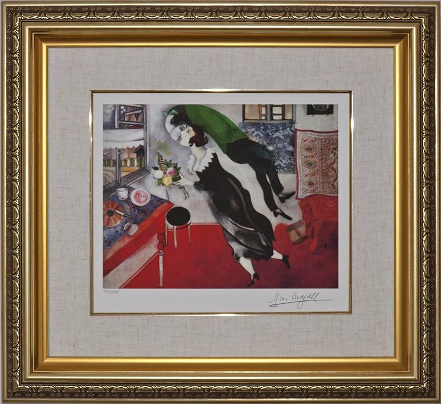 Amazon.co.jp: 絵画 マルク シャガール 誕生日 額縁付 アート壁掛け