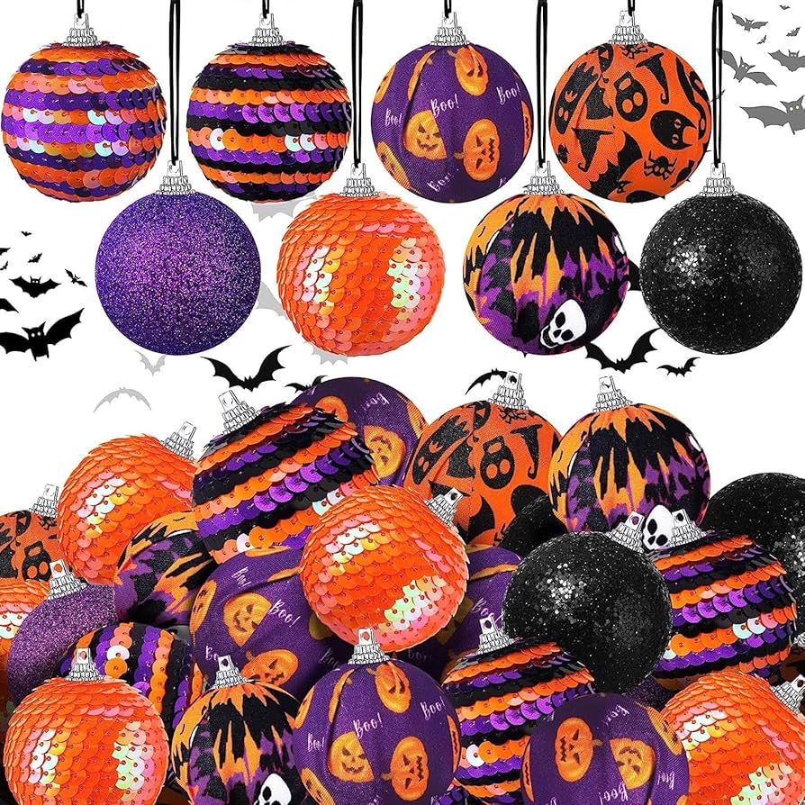 Amazon.co.jp: Lenwen 16個 ハロウィンボールオーナメント ツリー用