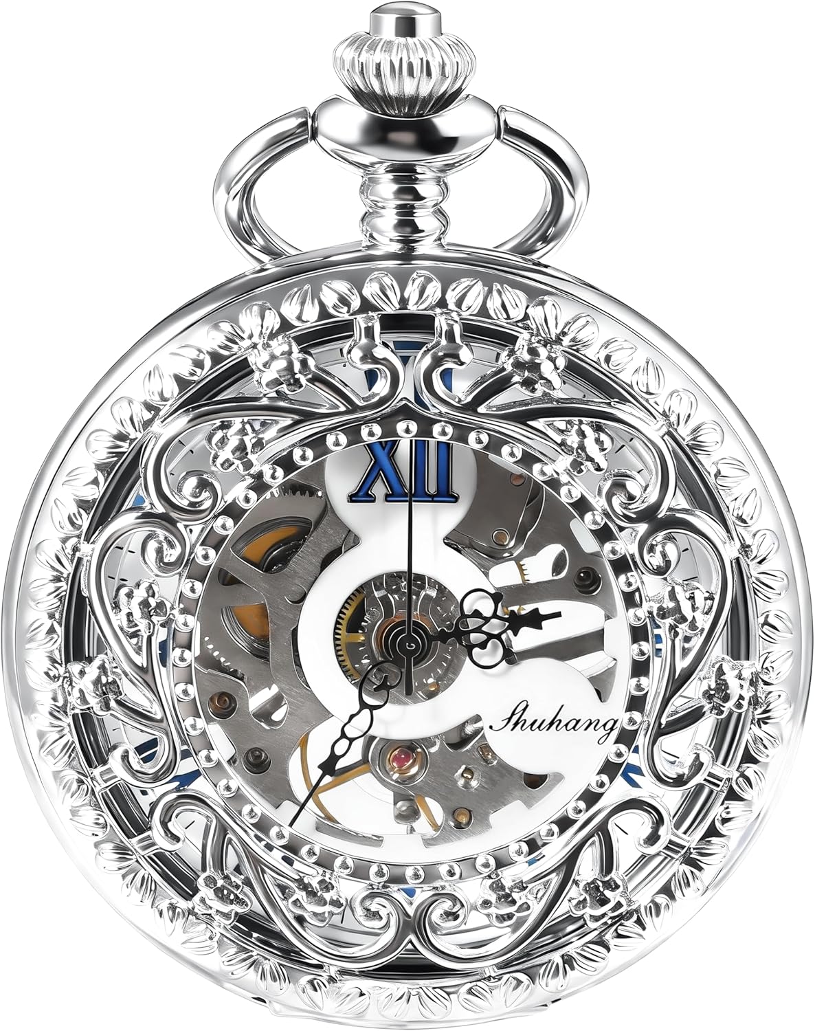 Amazon | TREEWETO 機械式 懐中時計 アンティーク ブルーダイヤル