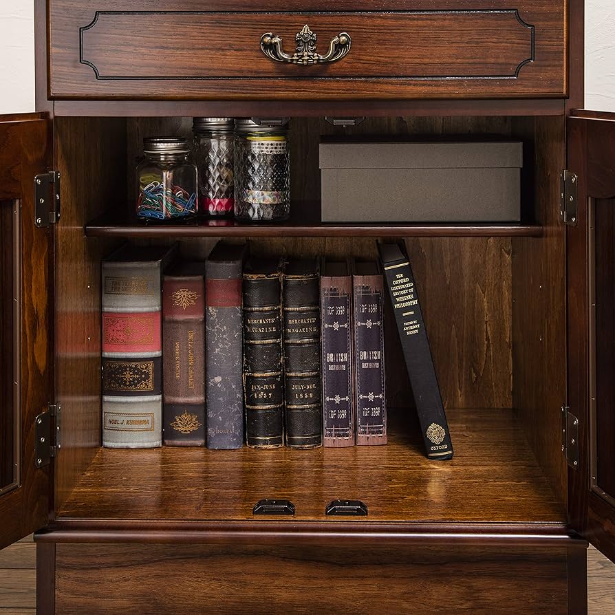 オールドカリモク ラック キャビネット 飾り棚 滑車 木製 レア 希少