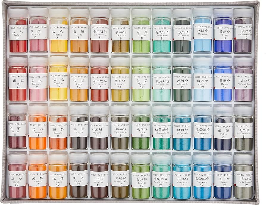 Amazon | ナカガワ胡粉 日本画用絵具 鳳凰 岩絵具 桃山 48色セット