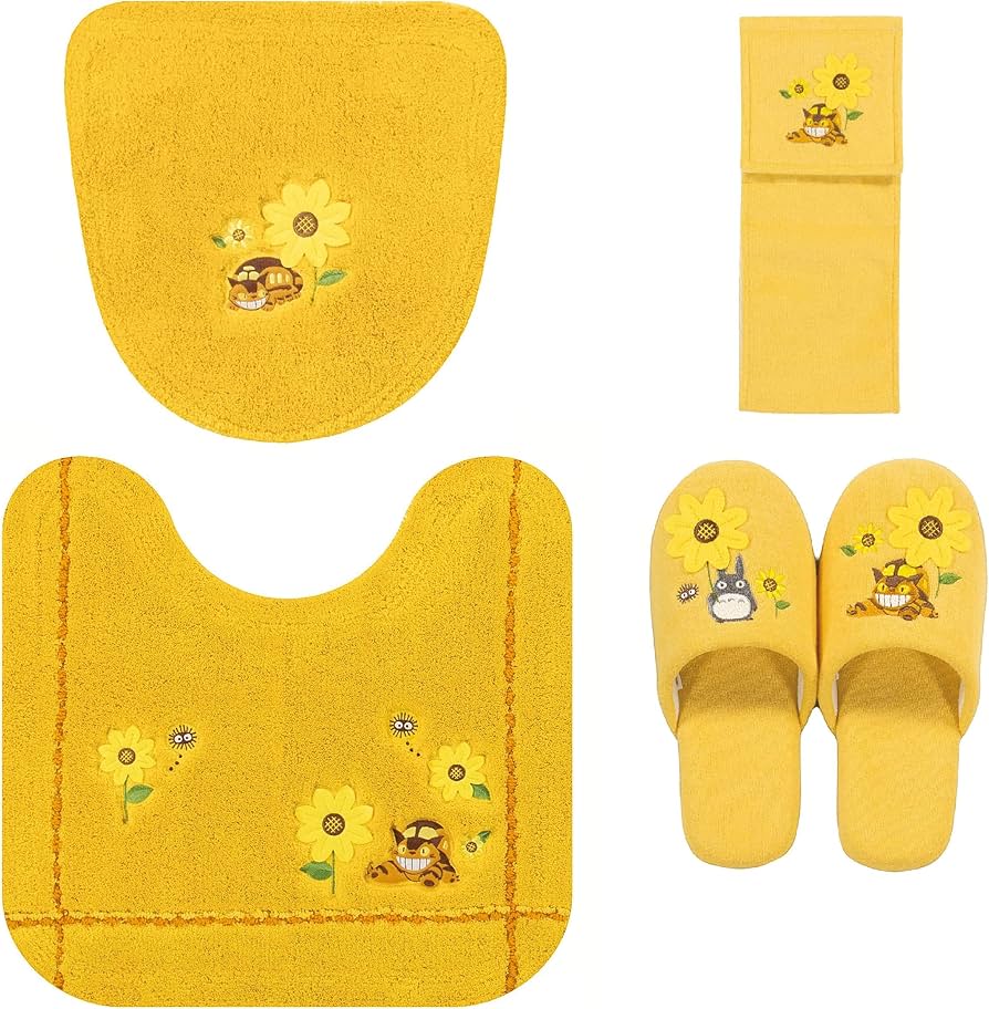 Amazon｜となりのトトロ ねこバス トイレマット セット 4点 イエロー