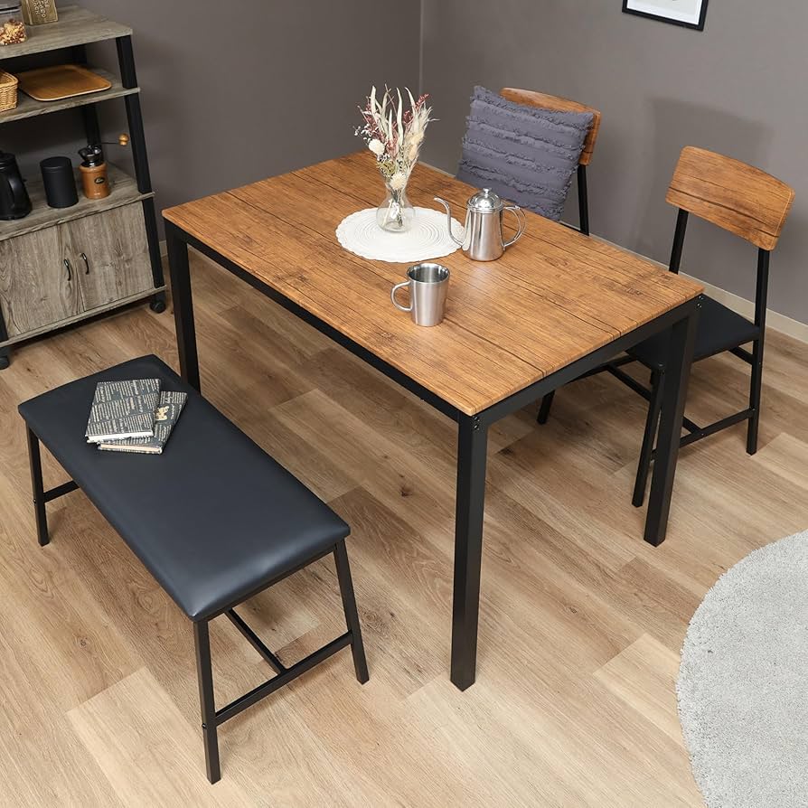 Amazon｜不二貿易ダイニングテーブル 4人用 4点セット 木製 幅110×奥行