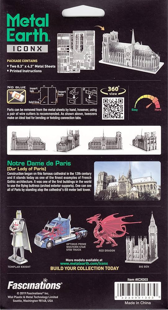 Amazon.com: Metal Earth Fascinations Premium Series Notre Dame