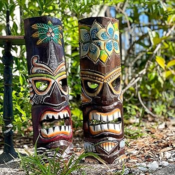 Amazon.com: Things2Die4 Set of 2 Hand Crafted Wooden 20 Inch Tiki
