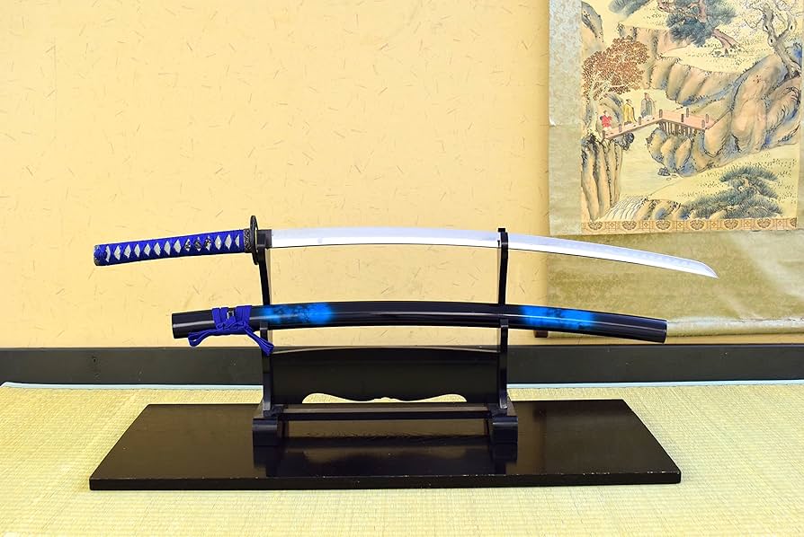 Amazon.co.jp: しのびや 模造刀 マーブル 青 大刀 (刀・鞘・刀拭クロス