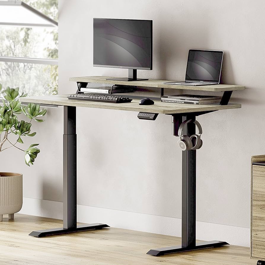 Amazon | Fenge 電動昇降デスクモニター台付きスタンディングデスク