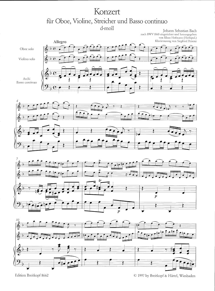 Amazon | バッハ : 協奏曲 ニ短調 BWV1060 (オーボエ、ヴァイオリン