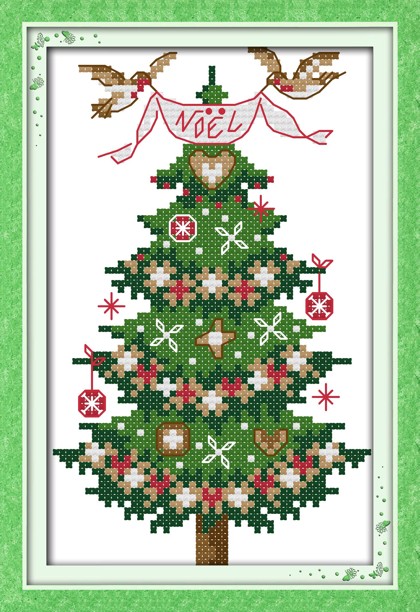 Amazon | OWN4B クロスステッチ刺繍キット図案印刷、11ct クリスマス