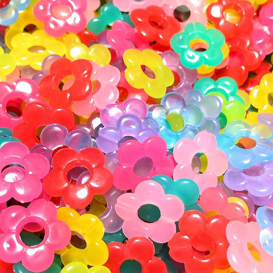 Amazon.co.jp: アクリルビーズ 穴あきフラワー 19ミリ 200個 パステル