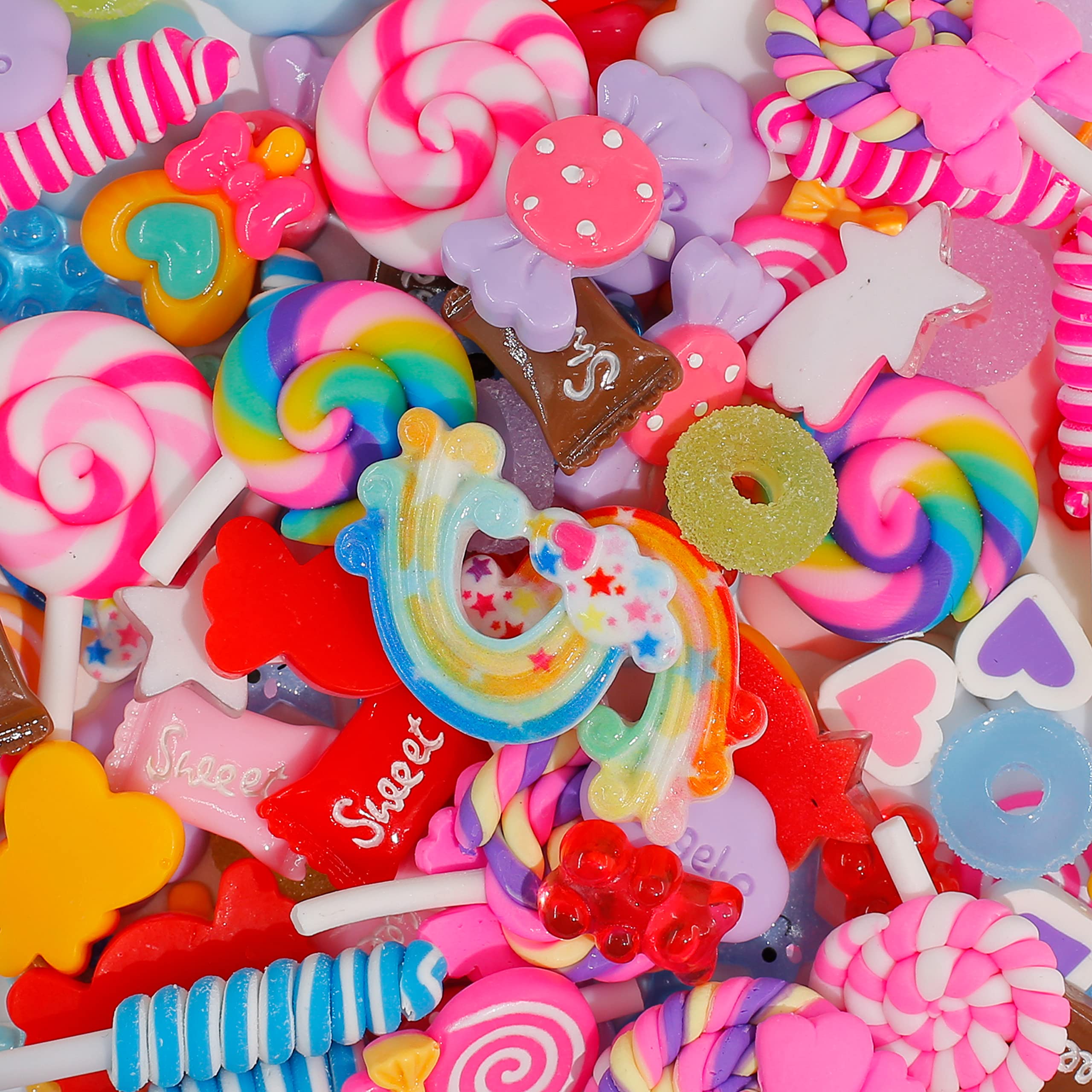 Amazon.com: Lasiyanor 120Pcs Candy Charms, Resin Flat Back kawaii