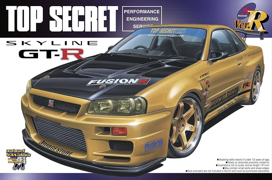 86 Top Secret Fusion Skyline R34 GT-R '99 1/24 w/ Volk TE37 wheels