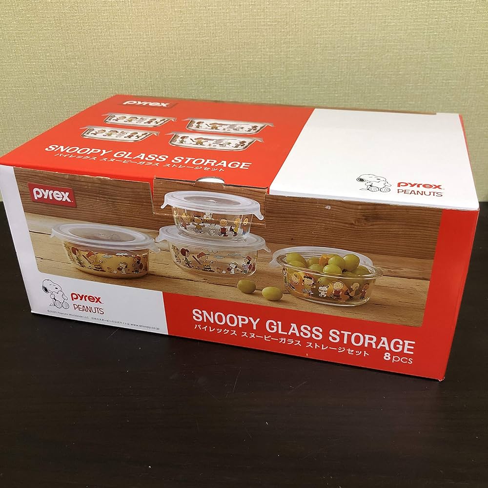 Amazon｜Pyrex(パイレックス) スヌーピーガラス ストレージセット 丸型
