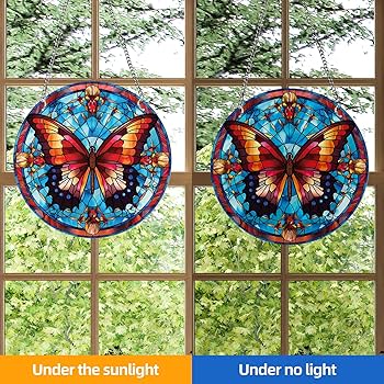 Amazon.co.jp: IKSII アクリル ステンドグラス 窓掛け 大型 メタル