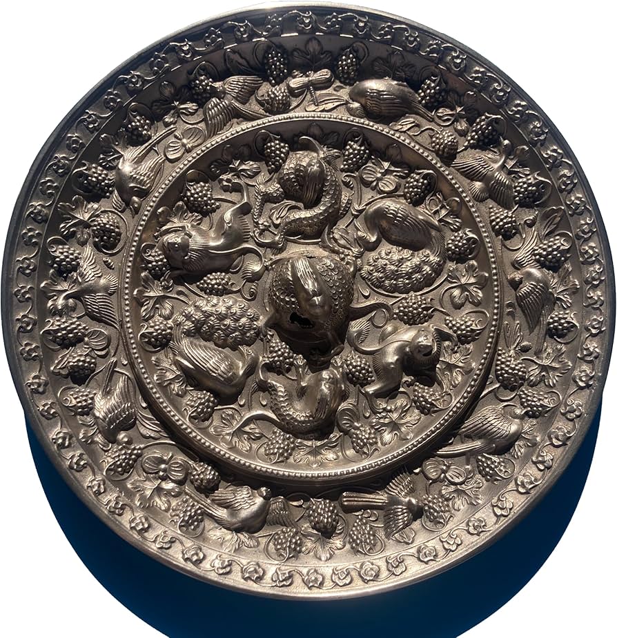 Amazon.co.jp: 唐時代 海獣葡萄鏡復元6寸 白銅鏡 青銅器 神鏡 飛鳥時代