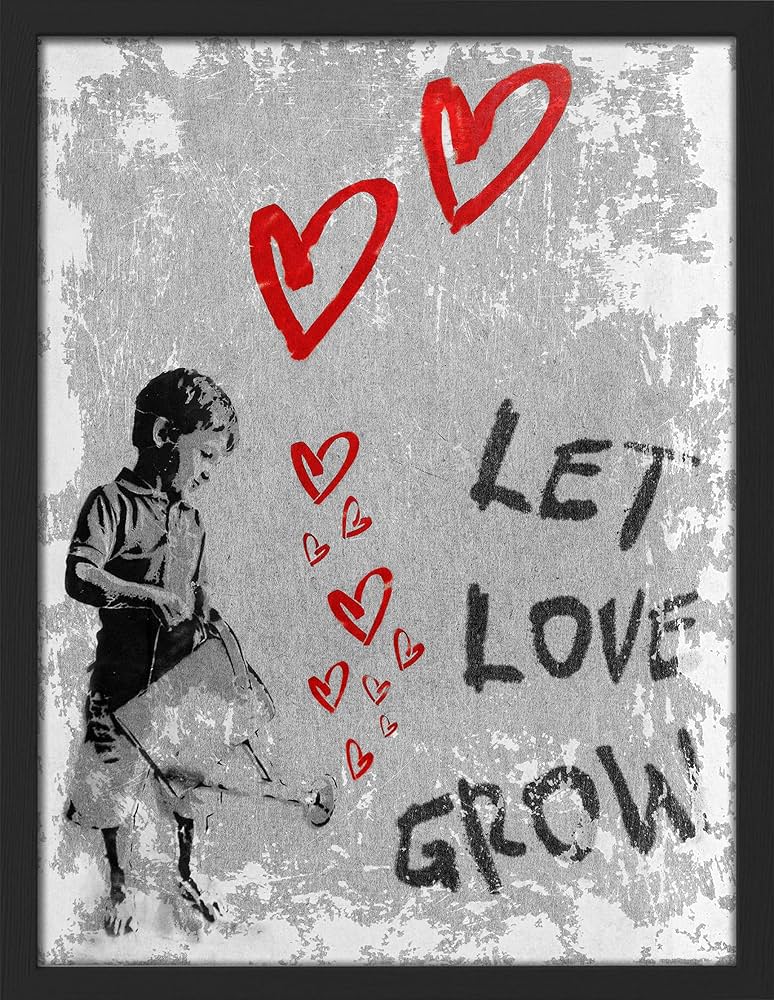 Amazon.com: SIGNWIN Framed Banksy Planting Love Street Wall Art